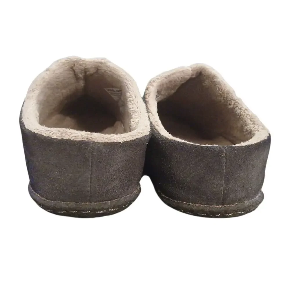 Sorel Kids Lanner 40135 Gray Brown Faux Fur Round‎ Toe Slip On Slippers US Sz 4